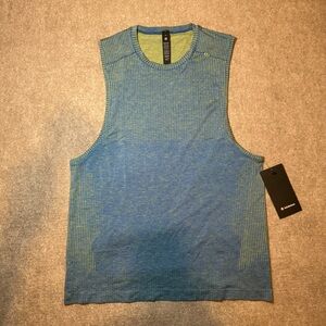 NEW Rare Blue Yellow Lululemon Men's Metal Vent Tech Sleeveless 2.0 L